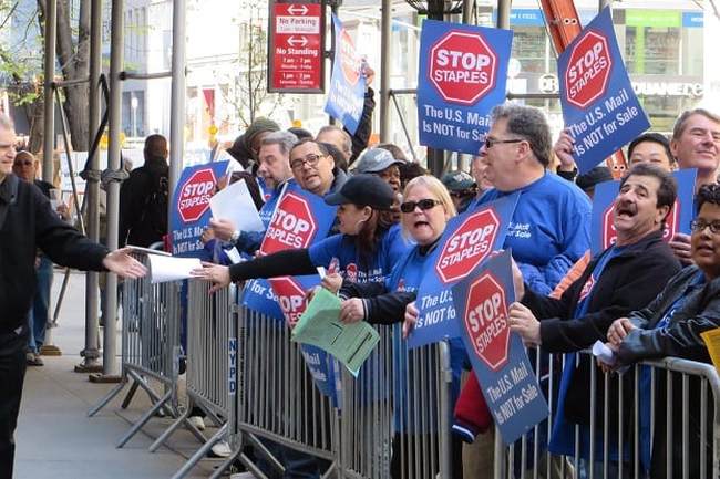 postal workers at staples