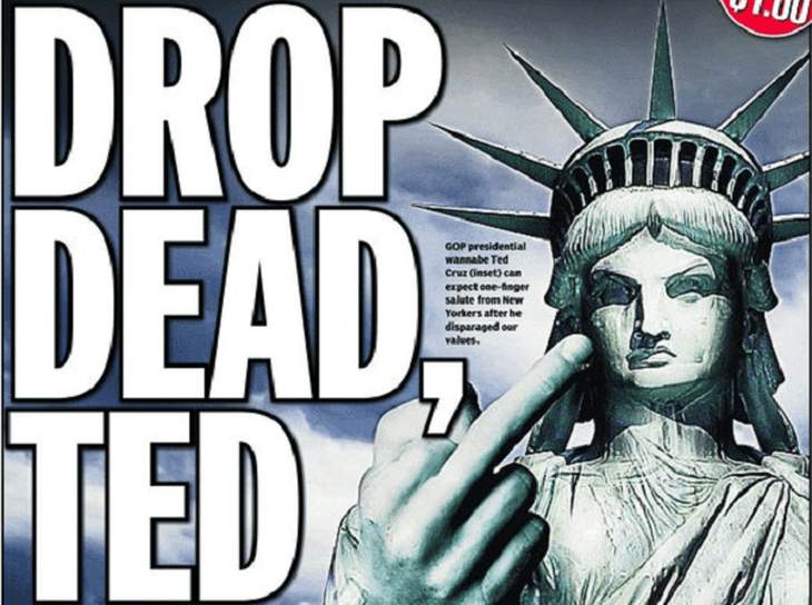 The New York Daily News a little sore over Cruz's comments
