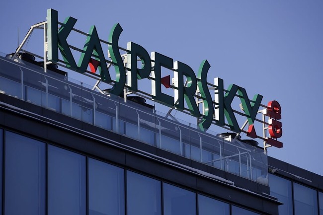 A sign above the headquarters of Kaspersky Lab in Moscow, Russia, on Monday, Jan. 30, 2017. Moscow has been awash with rumours of a hacking-linked espionage plot at the highest level since cyber-security firm Kaspersky said one of its executives with ties to the Russian intelligence services had been arrested on treason charges. (AP Photo/Pavel Golovkin)