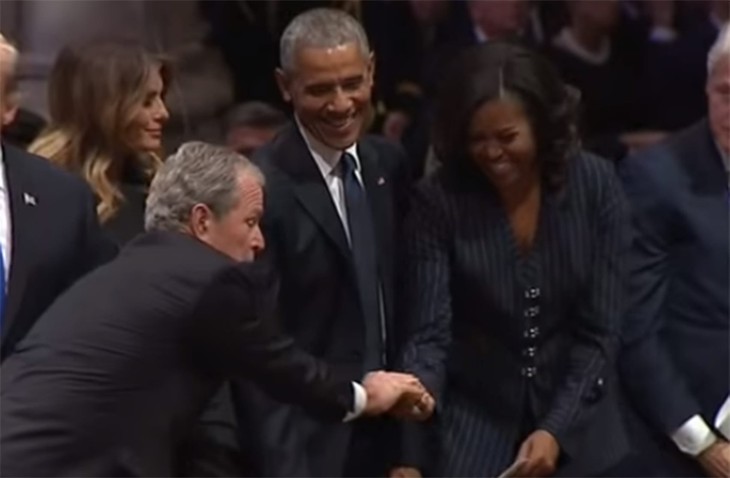 George W. Bush Gifts Michelle Obama Something Sweet In Special Moment While Greeting Her at His Father's Funeral
