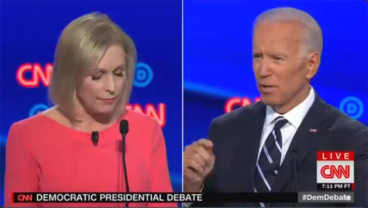 Video: Biden Sweeps Gillibrand's Legs Out From Under Her on Women as Crowd Cheers