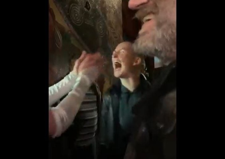 Watch: Screeching Bald Leftist Screams at MAGA Crowd Because Why Not?
