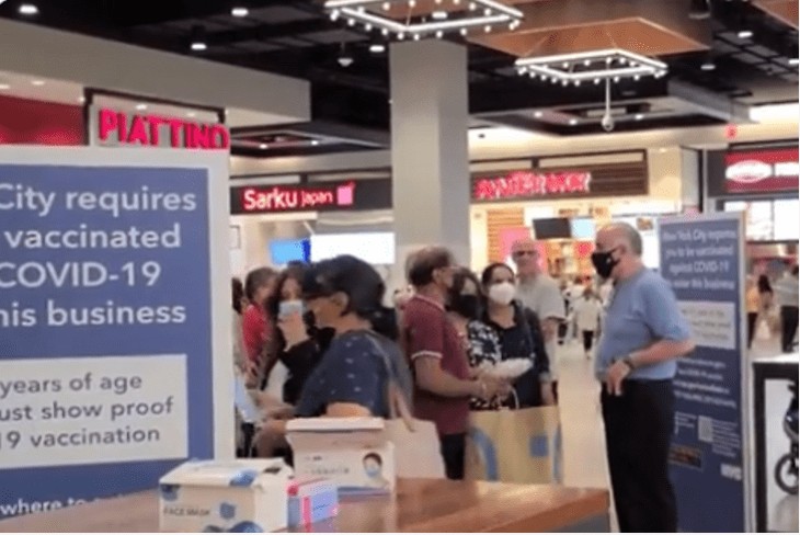 WATCH: Anti-Mandate Protesters Storm Food Court Requiring Vaccination in Staten Island, NY