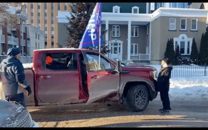 WATCH: Counter-Protester Caught Faking Getting Hit by Freedom Convoy Truck