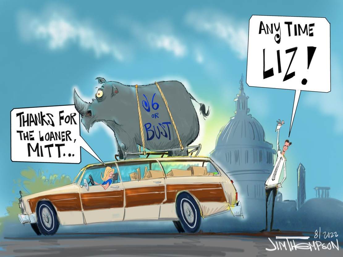 Hump Day ‘Toon: Liz Cheney Borrows Mitt Romney’s RINO2022 Station Wagon for the Trip out of DC